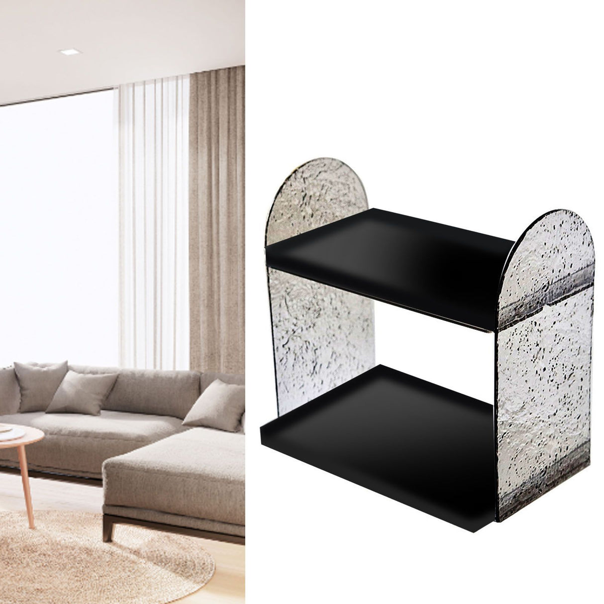 2 Tier Desk Organizer Double Layer Storage Rack Transparent Desktop Stand Holder for Stationery Cosmetic Glossy Black