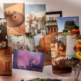 50PCS Nature Landscape Stickers Decorative Aesthetic Travel Scenery Scrapbooking Stickers for DIY Planner Journal Notebook Laptops Luggages Green - 45-Degree Angle