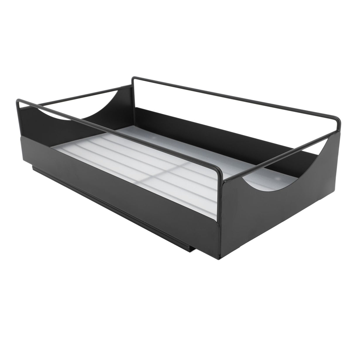 Pull Out Cabinet Organizer Carbon Steel Smooth Sliding Silent Slide Out Pantry Shelves for Bathroom Wardrobe Black M 227x401x85mm