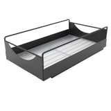 Pull Out Cabinet Organizer Carbon Steel Smooth Sliding Silent Slide Out Pantry Shelves for Bathroom Wardrobe Black M 227x401x85mm - Side View