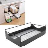 Pull Out Cabinet Organizer Carbon Steel Smooth Sliding Silent Slide Out Pantry Shelves for Bathroom Wardrobe Black M 227x401x85mm