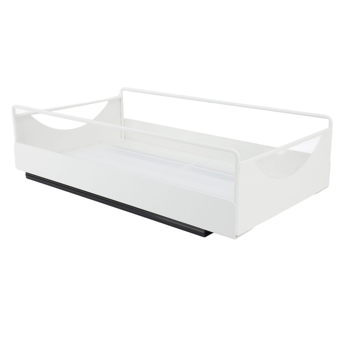 Pull Out Cabinet Organizer Carbon Steel Smooth Sliding Silent Slide Out Pantry Shelves for Bathroom Wardrobe White M 227x401x85mm