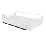 Pull Out Cabinet Organizer Carbon Steel Smooth Sliding Silent Slide Out Pantry Shelves for Bathroom Wardrobe White M 227x401x85mm - Front View