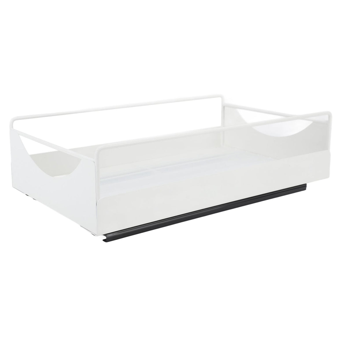 Pull Out Cabinet Organizer Carbon Steel Smooth Sliding Silent Slide Out Pantry Shelves for Bathroom Wardrobe White M 227x401x85mm