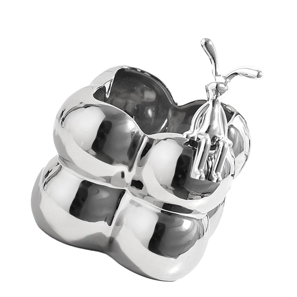 Storage Box Ceramic Modern Exquisite Rabbit Shape Decoration Multi Purpose Organizer Box for Cosmetics Keys Home Decor Silver