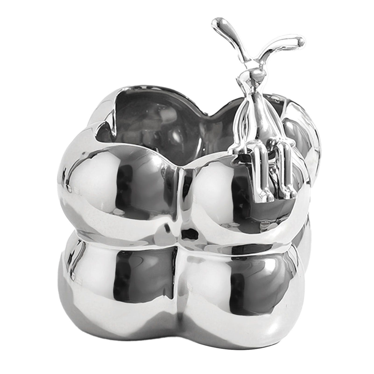 Storage Box Ceramic Modern Exquisite Rabbit Shape Decoration Multi Purpose Organizer Box for Cosmetics Keys Home Decor Silver