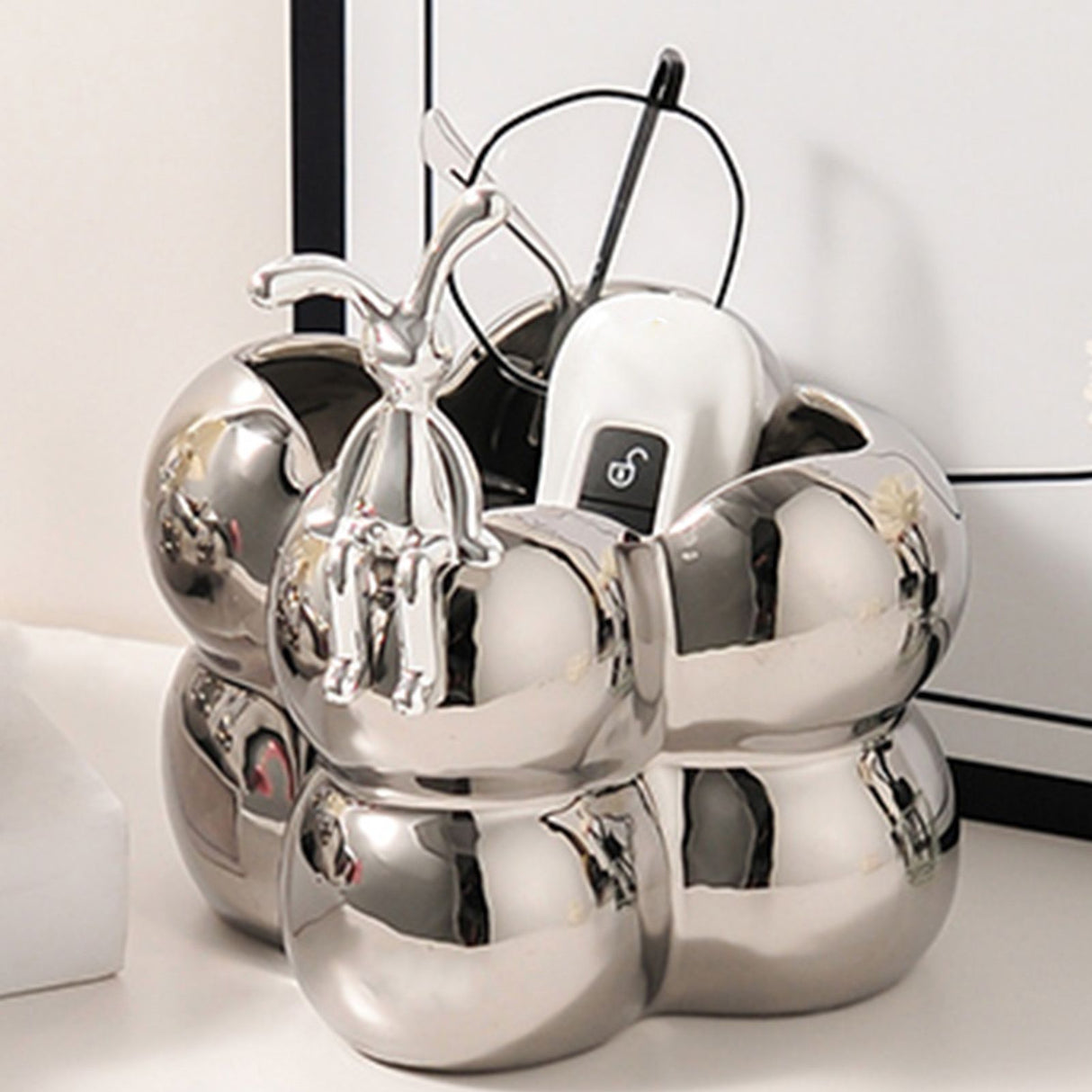 Storage Box Ceramic Modern Exquisite Rabbit Shape Decoration Multi Purpose Organizer Box for Cosmetics Keys Home Decor Silver