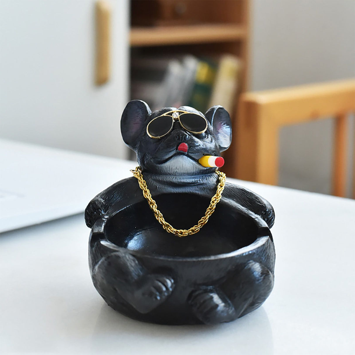 Cartoon Animal Ashtray Household Innovative Decorative Bully Dog Ashtray for Living Room Black