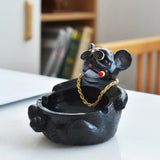 Cartoon Animal Ashtray Household Innovative Decorative Bully Dog Ashtray for Living Room Black