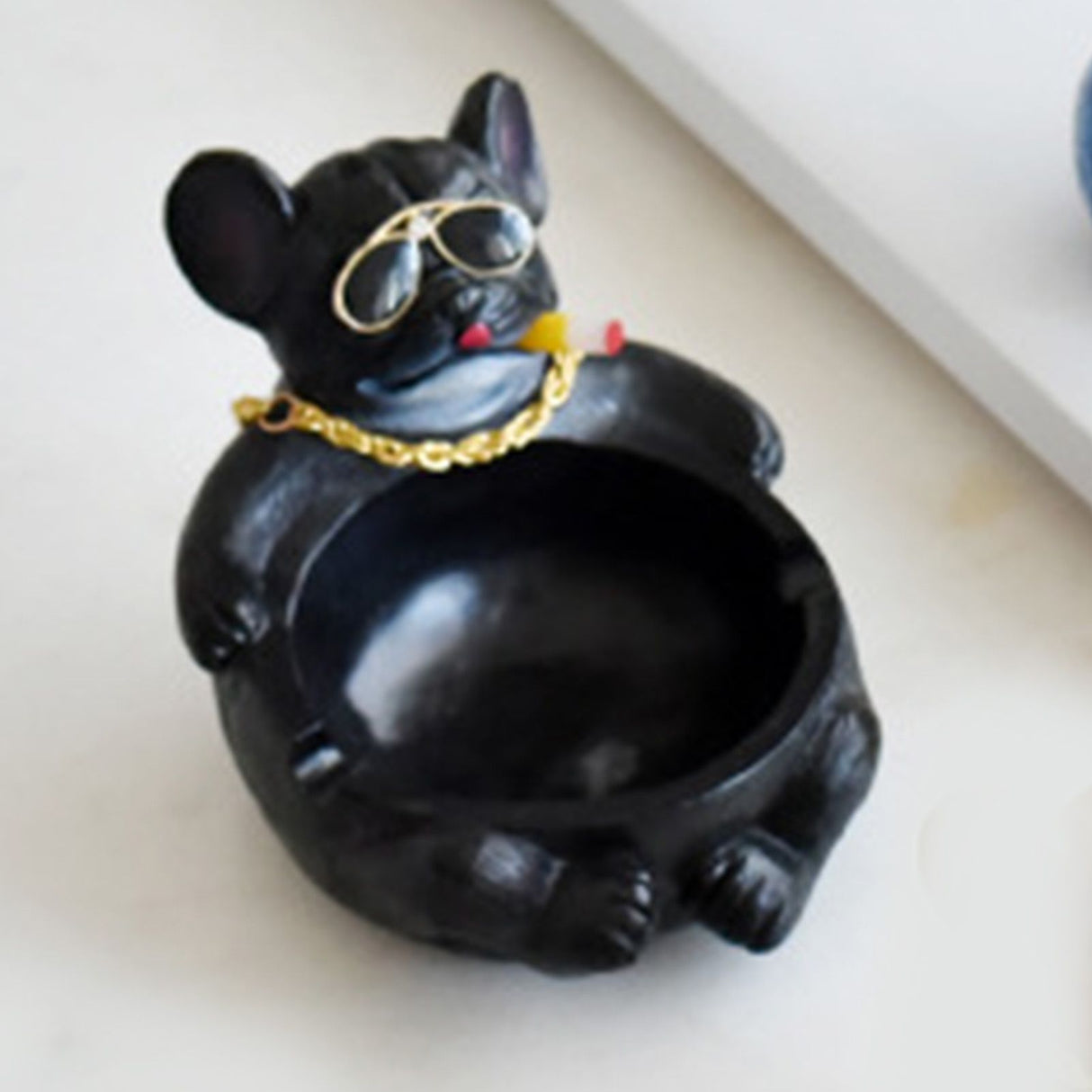 Cartoon Animal Ashtray Household Innovative Decorative Bully Dog Ashtray for Living Room Black