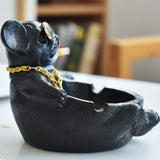 Cartoon Animal Ashtray Household Innovative Decorative Bully Dog Ashtray for Living Room Black - Extra Image