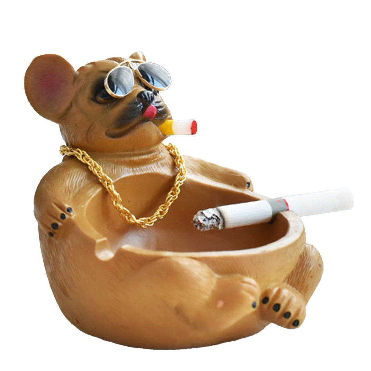 Cartoon Animal Ashtray Household Innovative Decorative Bully Dog Ashtray for Living Room Brown