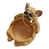 Cartoon Animal Ashtray Household Innovative Decorative Bully Dog Ashtray for Living Room Brown - Side View