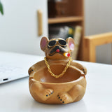 Cartoon Animal Ashtray Household Innovative Decorative Bully Dog Ashtray for Living Room Brown