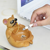 Cartoon Animal Ashtray Household Innovative Decorative Bully Dog Ashtray for Living Room Brown