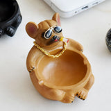 Cartoon Animal Ashtray Household Innovative Decorative Bully Dog Ashtray for Living Room Brown