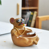Cartoon Animal Ashtray Household Innovative Decorative Bully Dog Ashtray for Living Room Brown
