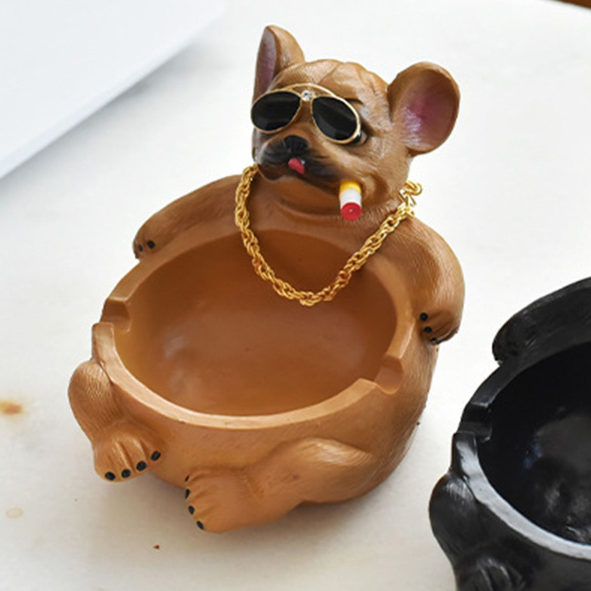 Cartoon Animal Ashtray Household Innovative Decorative Bully Dog Ashtray for Living Room Brown