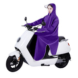 Electric Bike Raincoat Enlarged Protection Oxford Cloth Adults Sleeve Rain Poncho for Cycling Purple 5XL - Side View