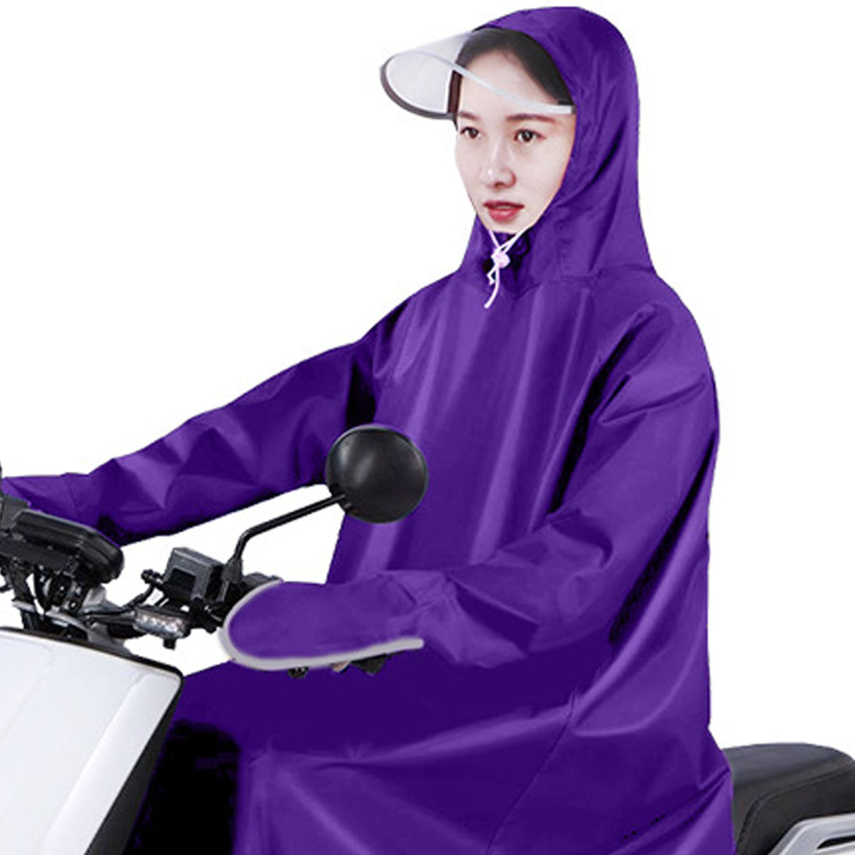 Electric Bike Raincoat Enlarged Protection Oxford Cloth Adults Sleeve Rain Poncho for Cycling Purple 5XL