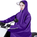 Electric Bike Raincoat Enlarged Protection Oxford Cloth Adults Sleeve Rain Poncho for Cycling Purple 5XL - Close-Up Angle