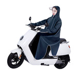 Electric Bike Raincoat Enlarged Protection Oxford Cloth Adults Sleeve Rain Poncho for Cycling Navy Blue 5XL