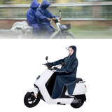 Electric Bike Raincoat Enlarged Protection Oxford Cloth Adults Sleeve Rain Poncho for Cycling Navy Blue 5XL - Rear View