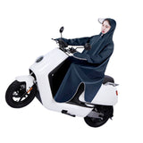 Electric Bike Raincoat Enlarged Protection Oxford Cloth Adults Sleeve Rain Poncho for Cycling Navy Blue 5XL