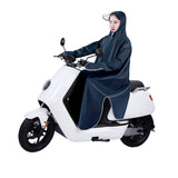 Electric Bike Raincoat Enlarged Protection Oxford Cloth Adults Sleeve Rain Poncho for Cycling Navy Blue 5XL