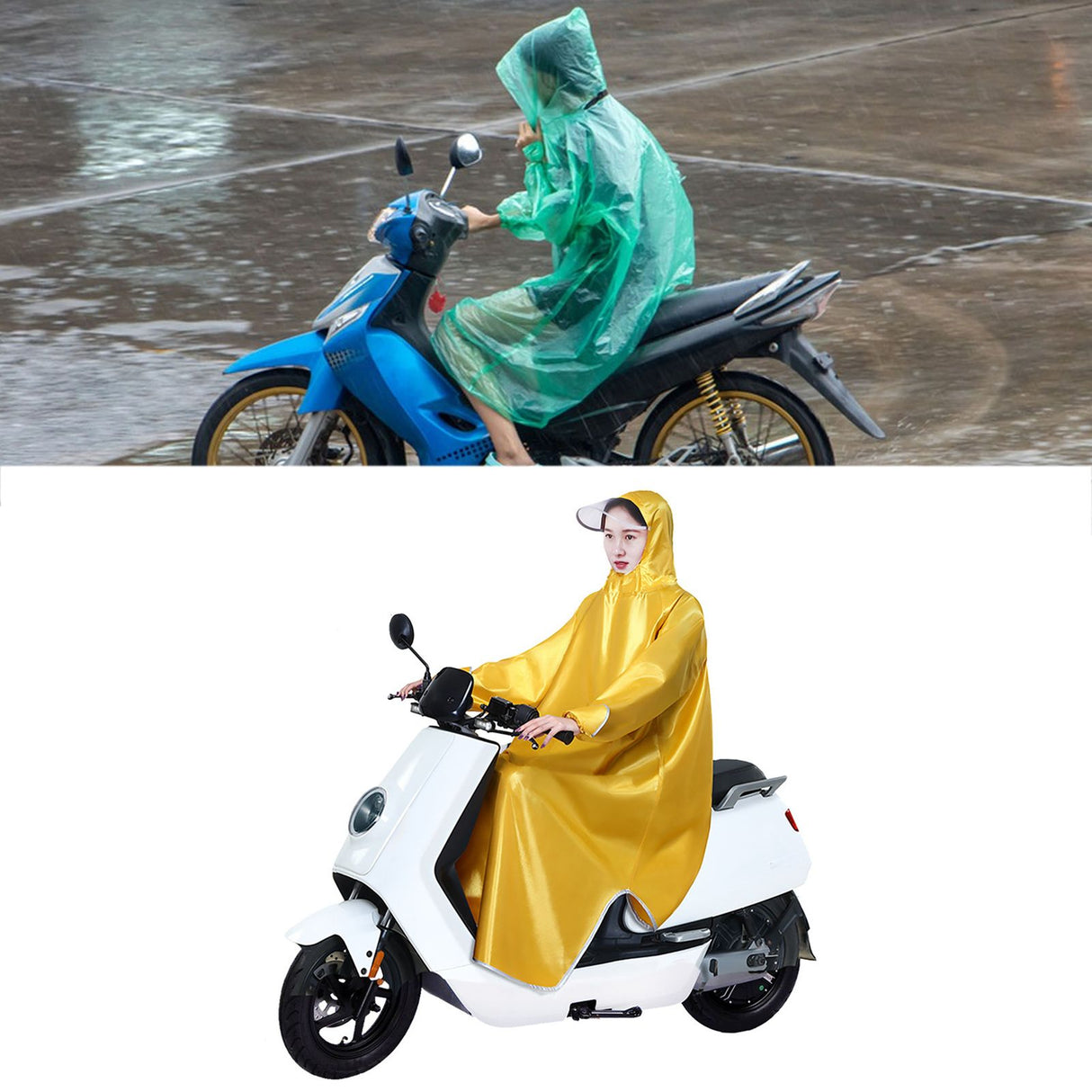 Electric Bike Raincoat Enlarged Protection Oxford Cloth Adults Sleeve Rain Poncho for Cycling Golden Yellow 5XL