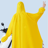 Electric Bike Raincoat Enlarged Protection Oxford Cloth Adults Sleeve Rain Poncho for Cycling Golden Yellow 5XL - Extra Image