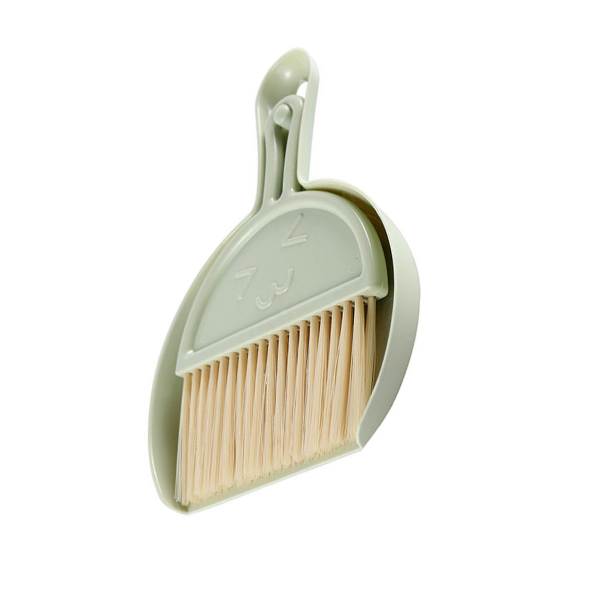 Mini Broom Dustpan Set Smile Face Plastic Handheld Efficient Cleaning Portable Tiny Brush Dustpan for Tabletop Office Green