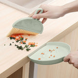 Mini Broom Dustpan Set Smile Face Plastic Handheld Efficient Cleaning Portable Tiny Brush Dustpan for Tabletop Office Green - Low Angle