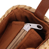 Women Rattan Bag Retro Fashion Small Semicircle Handwoven Straw Shoulder Bag Clutch Bag for Beach Travel