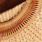 Women Rattan Bag Retro Fashion Small Semicircle Handwoven Straw Shoulder Bag Clutch Bag for Beach Travel