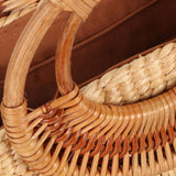 Women Rattan Bag Retro Fashion Small Semicircle Handwoven Straw Shoulder Bag Clutch Bag for Beach Travel