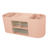 Pen Holder with Transparent Drawers Large Capacity Multiple Compartment Plastic Pencil Storage Organizer for Office Desk Pink - Front View
