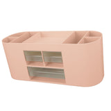 Pen Holder with Transparent Drawers Large Capacity Multiple Compartment Plastic Pencil Storage Organizer for Office Desk Pink