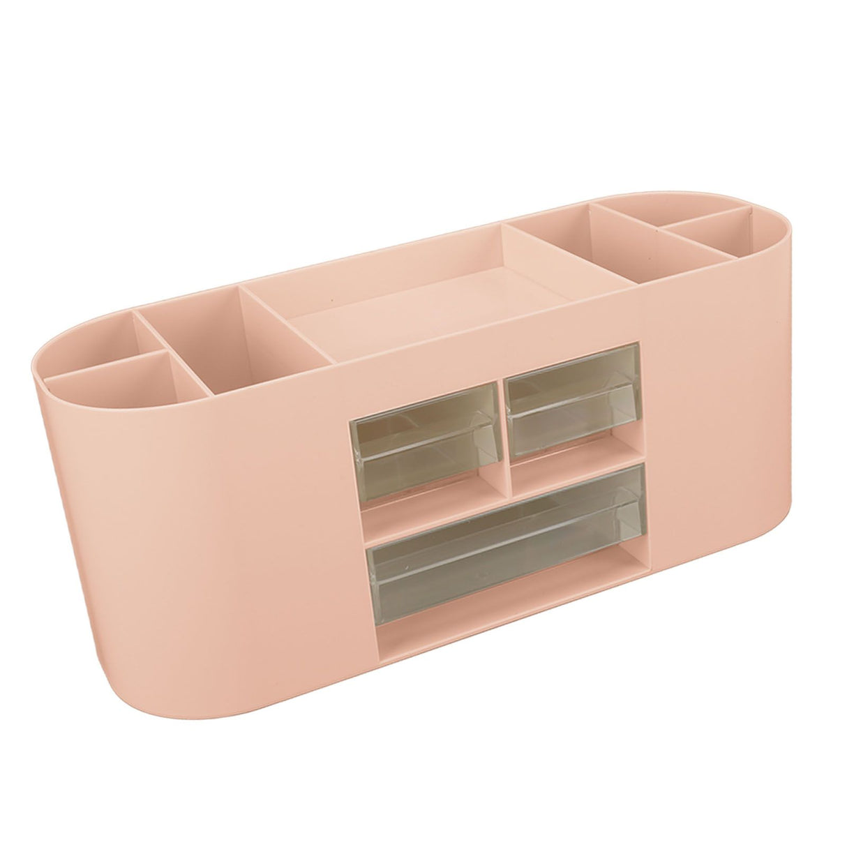 Pen Holder with Transparent Drawers Large Capacity Multiple Compartment Plastic Pencil Storage Organizer for Office Desk Pink
