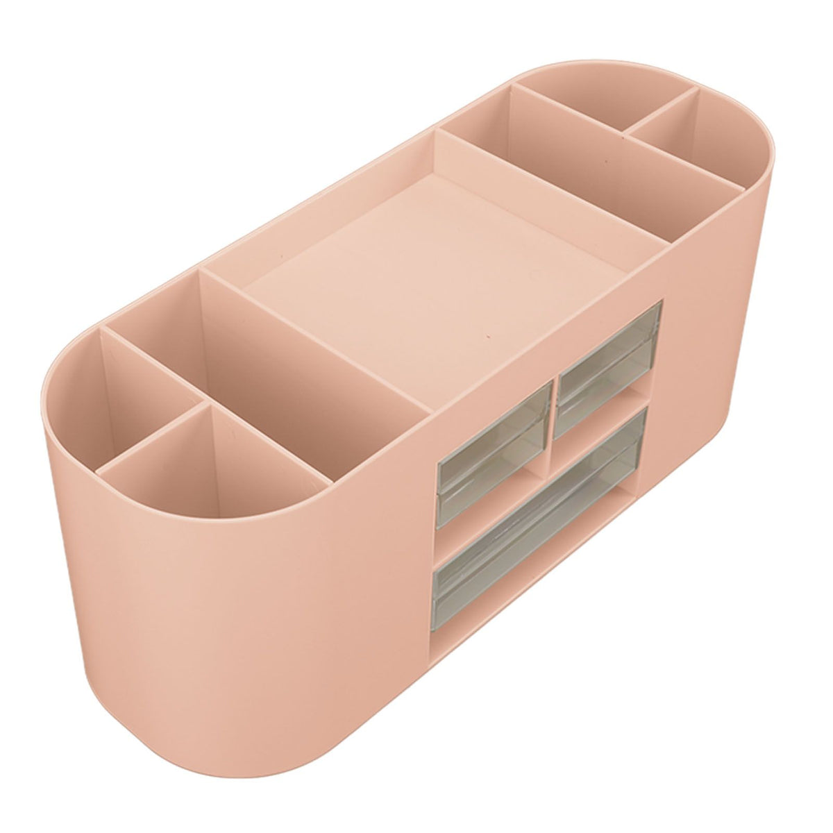 Pen Holder with Transparent Drawers Large Capacity Multiple Compartment Plastic Pencil Storage Organizer for Office Desk Pink
