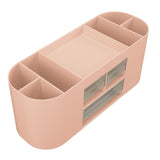 Pen Holder with Transparent Drawers Large Capacity Multiple Compartment Plastic Pencil Storage Organizer for Office Desk Pink