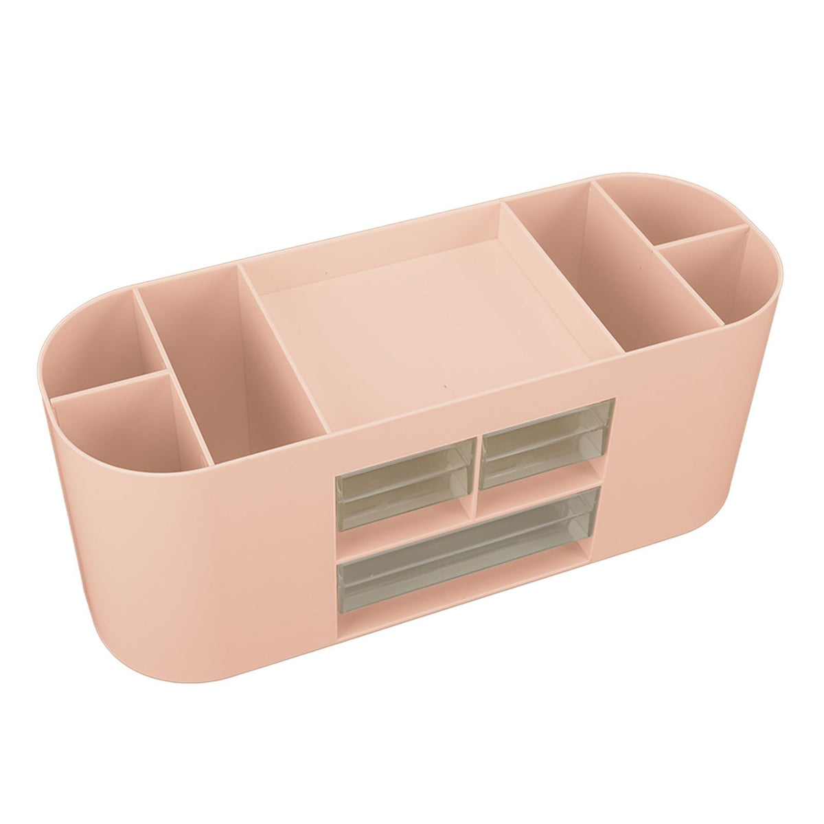 Pen Holder with Transparent Drawers Large Capacity Multiple Compartment Plastic Pencil Storage Organizer for Office Desk Pink