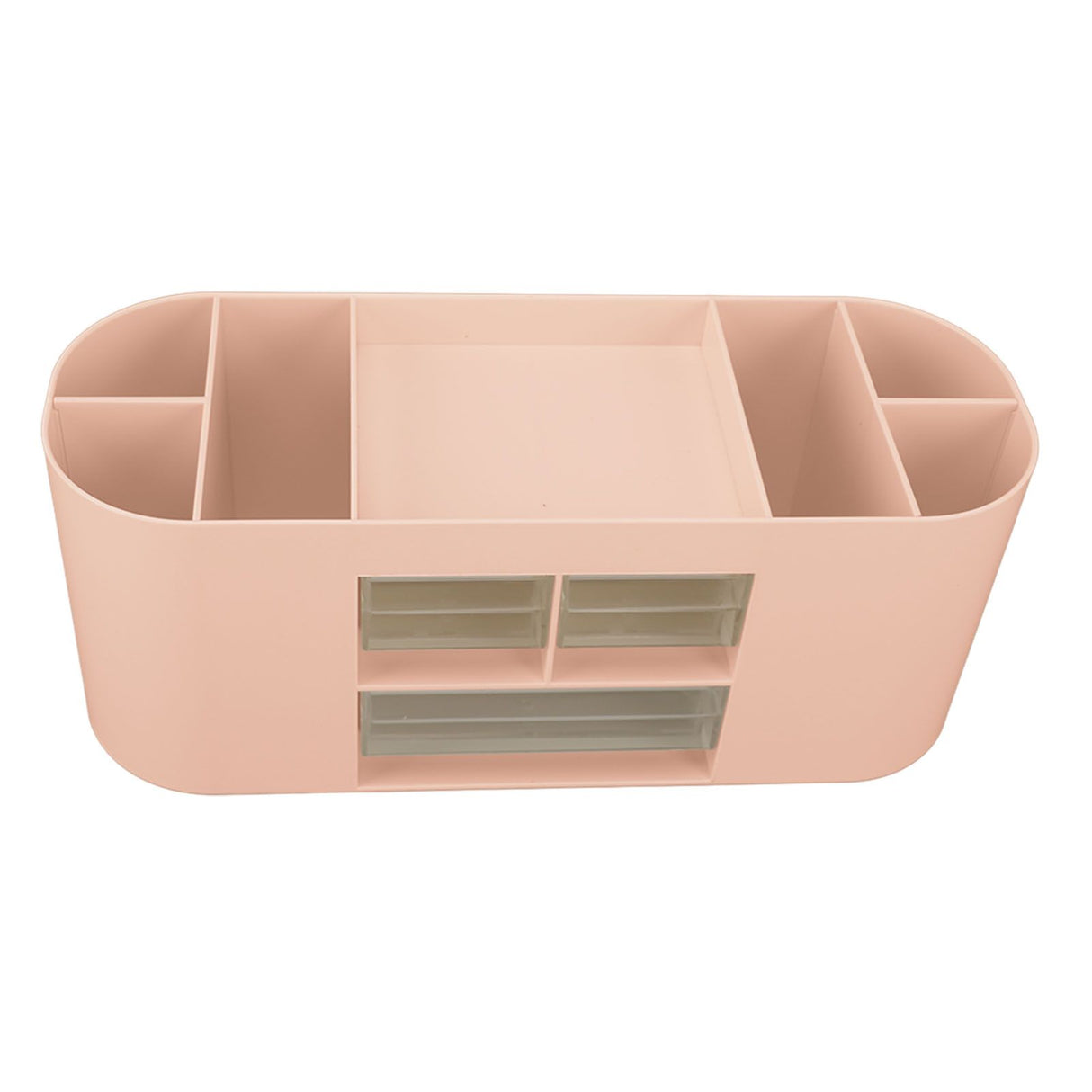 Pen Holder with Transparent Drawers Large Capacity Multiple Compartment Plastic Pencil Storage Organizer for Office Desk Pink