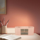 Pen Holder with Transparent Drawers Large Capacity Multiple Compartment Plastic Pencil Storage Organizer for Office Desk Pink