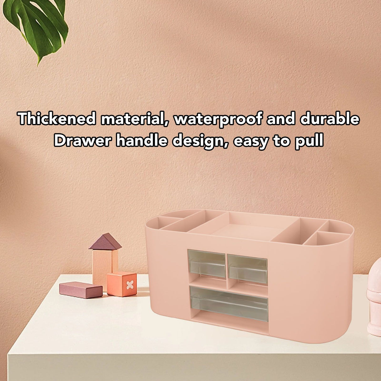 Pen Holder with Transparent Drawers Large Capacity Multiple Compartment Plastic Pencil Storage Organizer for Office Desk Pink
