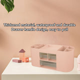 Pen Holder with Transparent Drawers Large Capacity Multiple Compartment Plastic Pencil Storage Organizer for Office Desk Pink
