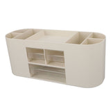 Pen Holder with Transparent Drawers Large Capacity Multiple Compartment Plastic Pencil Storage Organizer for Office Desk White - Front View