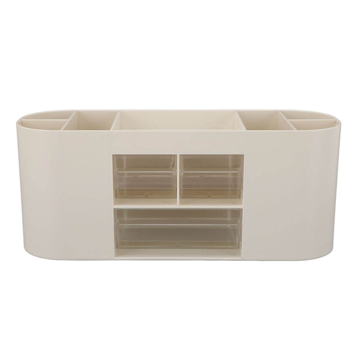 Pen Holder with Transparent Drawers Large Capacity Multiple Compartment Plastic Pencil Storage Organizer for Office Desk White