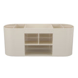 Pen Holder with Transparent Drawers Large Capacity Multiple Compartment Plastic Pencil Storage Organizer for Office Desk White - Side View