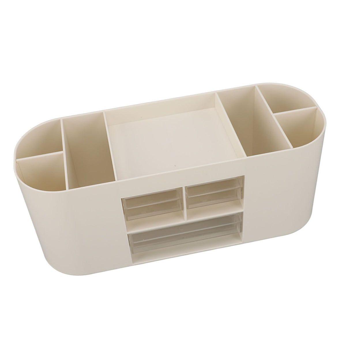 Pen Holder with Transparent Drawers Large Capacity Multiple Compartment Plastic Pencil Storage Organizer for Office Desk White